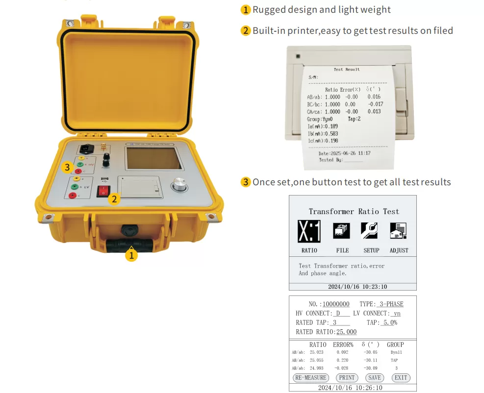 Features of STRT-100 True 3-phase Turns Ratio Meter Features of STRT-100 True 3-phase Turns Ratio Meter